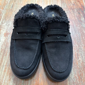 Vionic Black Faux Fur Mule Clogs Women's Size 9 Slide On
